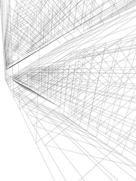 Abstracte Tekenlijnen Architectonisch Kunstconcept Minimale Geometrische Vormen — Stockvector