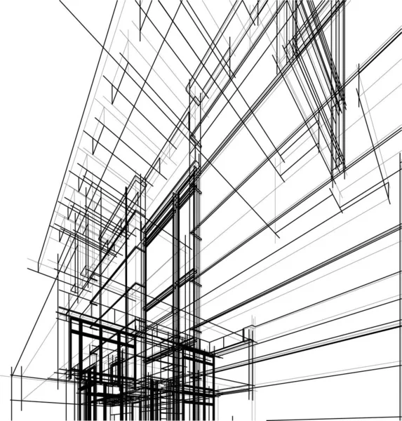 Abstrakcyjne Linie Rysunku Koncepcji Sztuki Architektonicznej Minimalne Kształty Geometryczne — Wektor stockowy