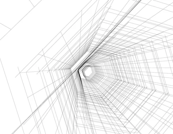 Líneas Abstractas Dibujo Concepto Arte Arquitectónico Formas Geométricas Mínimas — Archivo Imágenes Vectoriales