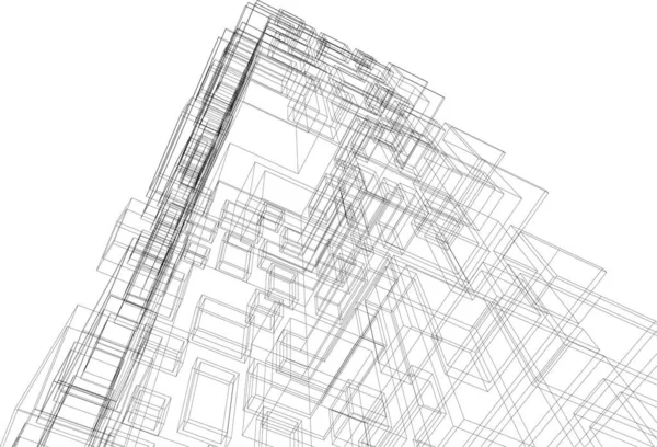 Abstracte Tekenlijnen Architectonisch Kunstconcept Minimale Geometrische Vormen — Stockvector