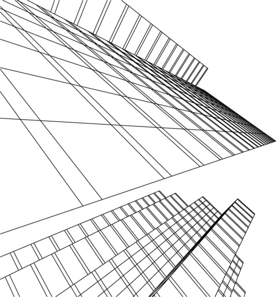 最小限の幾何学的形状建築線 — ストックベクタ