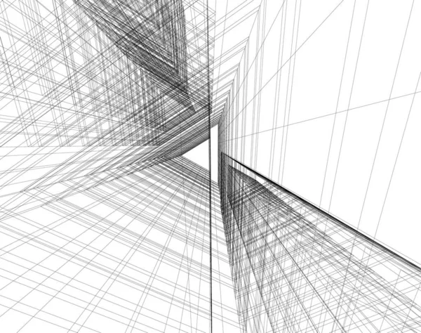 Abstrakte Zeichnungslinien Architektonischen Kunstkonzept Auf Weißem Hintergrund Minimale Geometrische Formen — Stockvektor