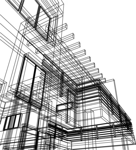 Abstracte Tekenlijnen Architectonisch Kunstconcept Minimale Geometrische Vormen — Stockvector