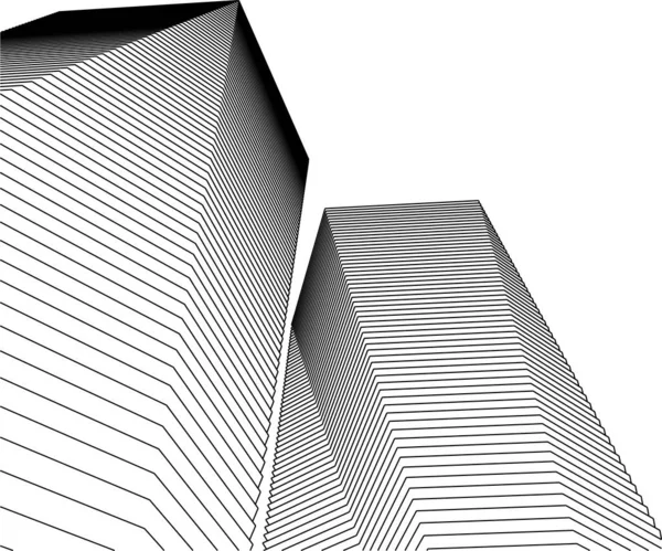 Lignes Dessin Abstraites Dans Concept Art Architectural Formes Géométriques Minimales — Image vectorielle