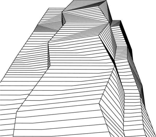 Abstrakta Teckningslinjer Arkitektonisk Konst Koncept Minimala Geometriska Former — Stock vektor