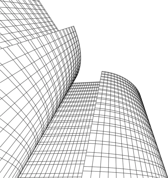 Líneas Abstractas Dibujo Concepto Arte Arquitectónico Formas Geométricas Mínimas — Archivo Imágenes Vectoriales