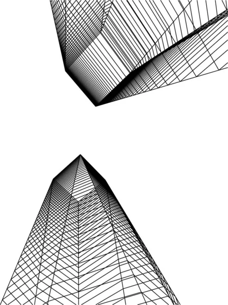 Абстрактные Чертежи Архитектурном Искусстве Минимальные Геометрические Формы — стоковый вектор