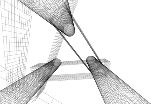 Linee Disegno Astratte Nel Concetto Arte Architettonica Forme Geometriche Minime — Vettoriale Stock