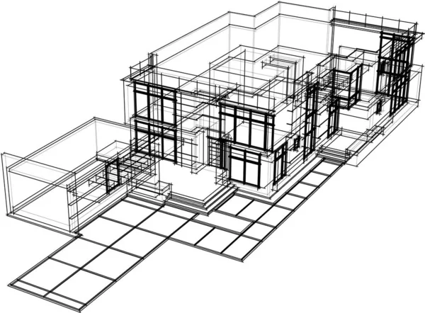 Mimari Sanat Konseptinde Soyut Çizgiler Minimum Geometrik Şekiller — Stok Vektör