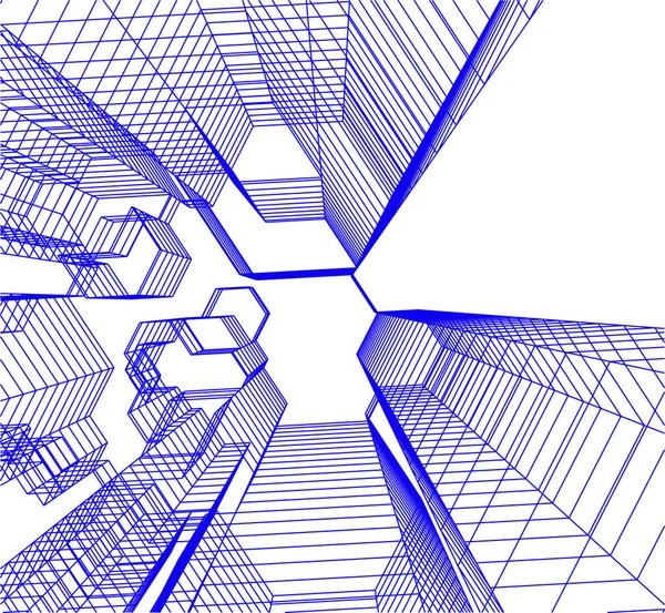 Abstracte Tekenlijnen Architectonisch Kunstconcept Minimale Geometrische Vormen — Stockvector