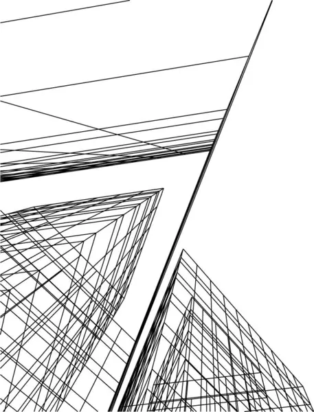 Abstrakte Zeichnungslinien Architektonischen Kunstkonzept Minimale Geometrische Formen — Stockvektor