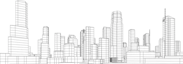 Architektur Gebäude Illustration Auf Hintergrund — Stockvektor