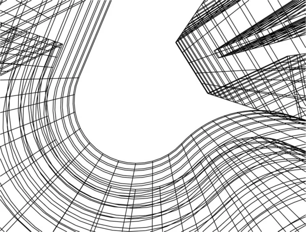 Abstrakte Zeichnungslinien Architektonischen Kunstkonzept Auf Weißem Hintergrund Minimale Geometrische Formen — Stockvektor