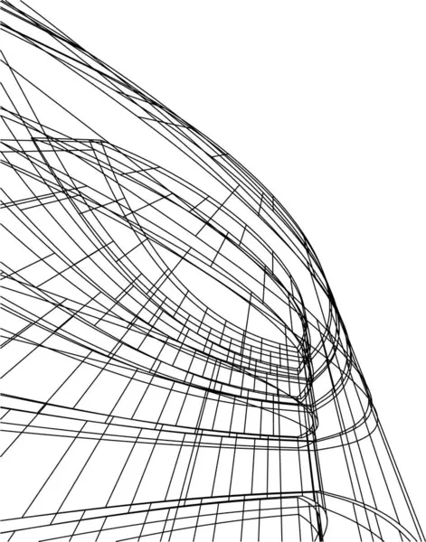 Linee Disegno Astratte Nel Concetto Arte Architettonica Forme Geometriche Minime — Vettoriale Stock