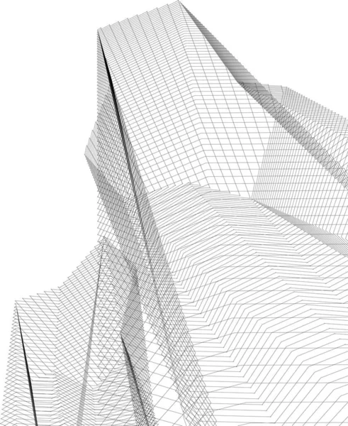 Abstracte Tekenlijnen Architectonisch Kunstconcept Minimale Geometrische Vormen — Stockvector