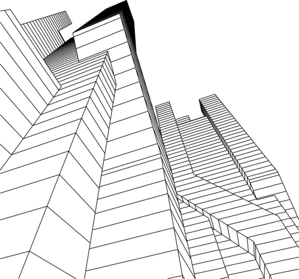 Mimari Sanat Konseptinde Soyut Çizgiler Minimum Geometrik Şekiller — Stok Vektör