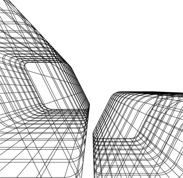建築芸術の概念における抽象的な線や最小限の幾何学的形状 — ストックベクタ