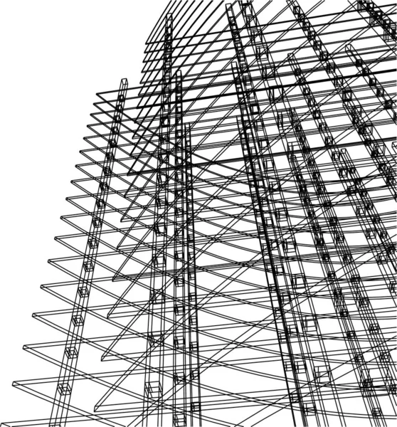 Abstracte Tekenlijnen Architectonisch Kunstconcept Minimale Geometrische Vormen — Stockvector