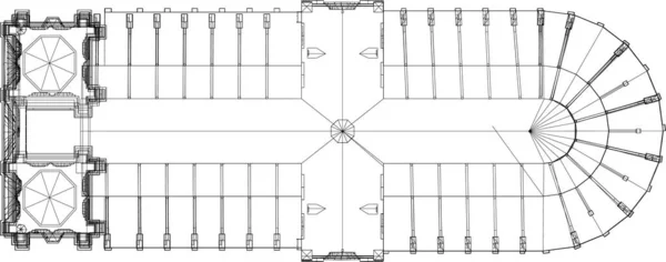 Abstracte Tekenlijnen Architectonisch Kunstconcept Minimale Geometrische Vormen — Stockvector