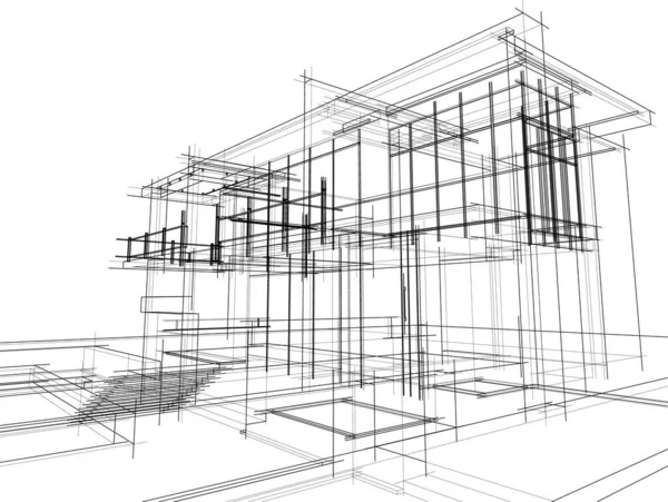 Arquitectura Edificio Ilustración Sobre Fondo — Vector de stock