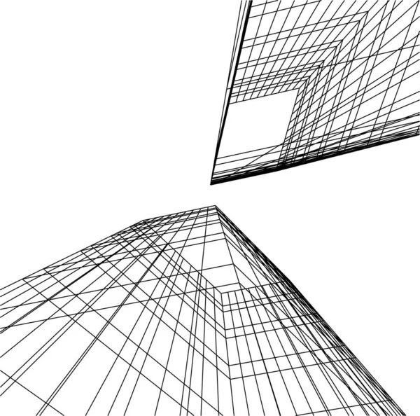 建築芸術の概念における抽象的な線や最小限の幾何学的形状 — ストックベクタ