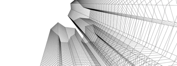 Líneas Abstractas Dibujo Concepto Arte Arquitectónico Formas Geométricas Mínimas — Vector de stock