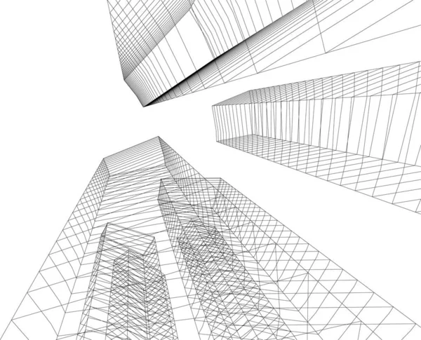 Abstrakcyjne Linie Rysunku Koncepcji Sztuki Architektonicznej Minimalne Kształty Geometryczne — Wektor stockowy