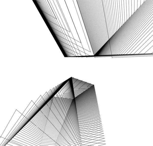 Líneas Abstractas Dibujo Concepto Arte Arquitectónico Formas Geométricas Mínimas — Vector de stock