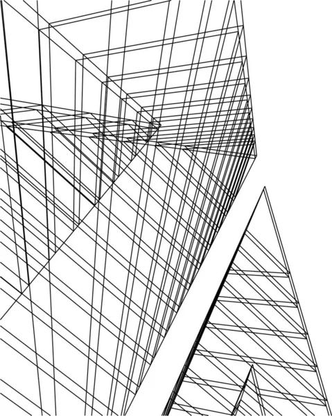 Mimari Sanat Konseptinde Soyut Çizgiler Minimum Geometrik Şekiller — Stok Vektör