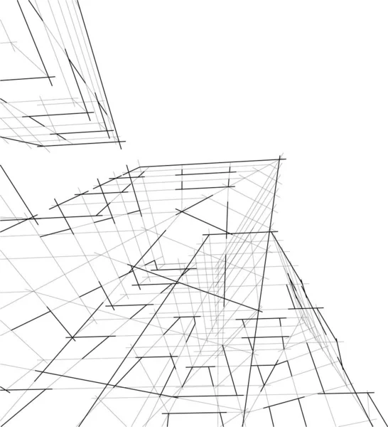 建築芸術の概念における抽象的な線や最小限の幾何学的形状 — ストックベクタ