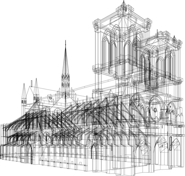 Abstrakte Zeichnungslinien Architektonischen Kunstkonzept Minimale Geometrische Formen — Stockvektor