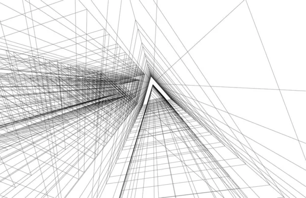 Abstracte Tekenlijnen Architectonisch Kunstconcept Minimale Geometrische Vormen — Stockvector