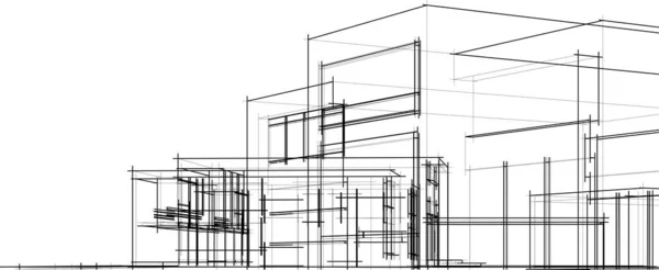 Abstrakcyjne Linie Rysunku Koncepcji Sztuki Architektonicznej Minimalne Kształty Geometryczne — Wektor stockowy