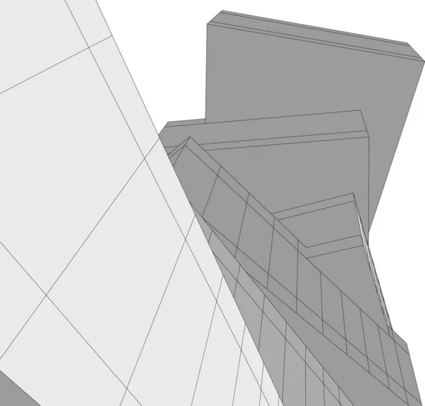 Líneas Abstractas Dibujo Concepto Arte Arquitectónico Formas Geométricas Mínimas — Vector de stock