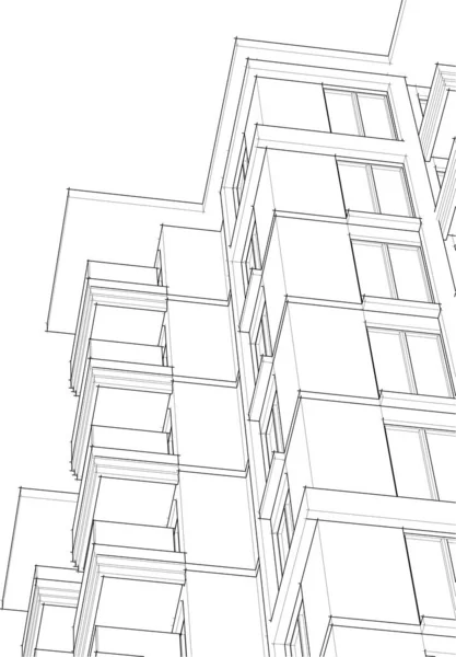 Abstracte Tekenlijnen Architectonisch Kunstconcept Minimale Geometrische Vormen — Stockvector