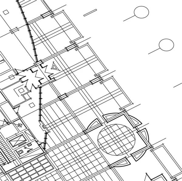 建筑艺术概念中的抽象绘图线 最小几何形状 — 图库矢量图片