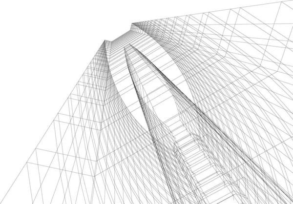 Linhas Abstratas Desenho Conceito Arte Arquitetônica Formas Geométricas Mínimas — Vetor de Stock