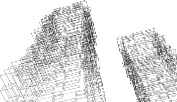 Lignes Dessin Abstraites Dans Concept Art Architectural Sur Fond Blanc — Image vectorielle