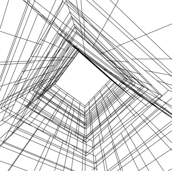 Lignes Dessin Abstraites Dans Concept Art Architectural Formes Géométriques Minimales — Image vectorielle