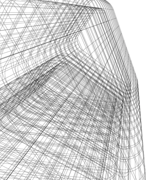 Linhas Desenho Abstratas Conceito Arte Arquitetônica Fundo Branco Formas Geométricas — Vetor de Stock