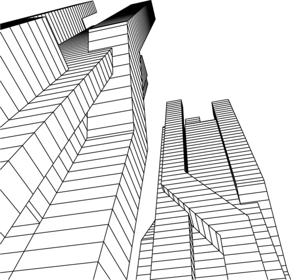 Lignes Dessin Abstraites Dans Concept Art Architectural Formes Géométriques Minimales — Image vectorielle