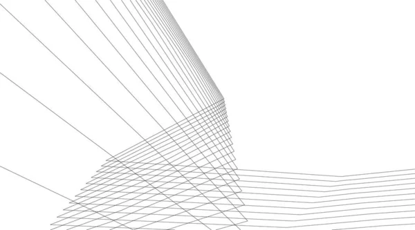白を基調とした建築美術の構想における抽象画線 最小限の幾何学的形状 — ストックベクタ