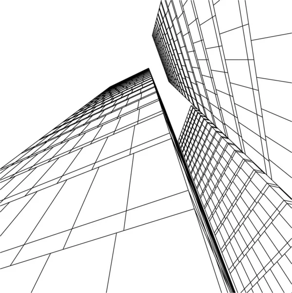 Abstrakte Zeichnungslinien Architektonischen Kunstkonzept Minimale Geometrische Formen — Stockvektor