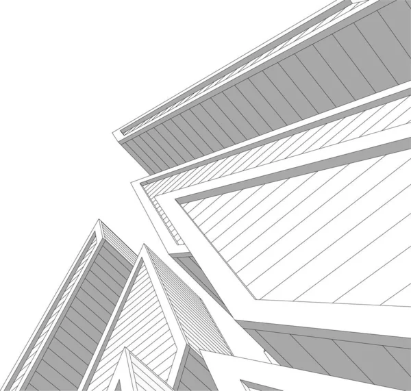 Líneas Abstractas Dibujo Concepto Arte Arquitectónico Formas Geométricas Mínimas — Vector de stock