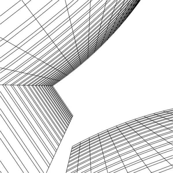 Abstrakcyjne Linie Rysunku Koncepcji Sztuki Architektonicznej Minimalne Kształty Geometryczne — Wektor stockowy