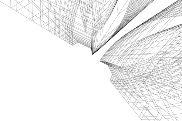 Abstrakcyjne Linie Rysunku Koncepcji Sztuki Architektonicznej Minimalne Kształty Geometryczne — Wektor stockowy