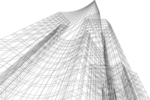 Abstracte Tekenlijnen Architectonisch Kunstconcept Minimale Geometrische Vormen — Stockvector