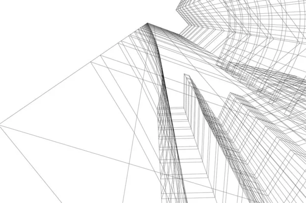 Lignes Dessin Abstraites Dans Concept Art Architectural Formes Géométriques Minimales — Image vectorielle