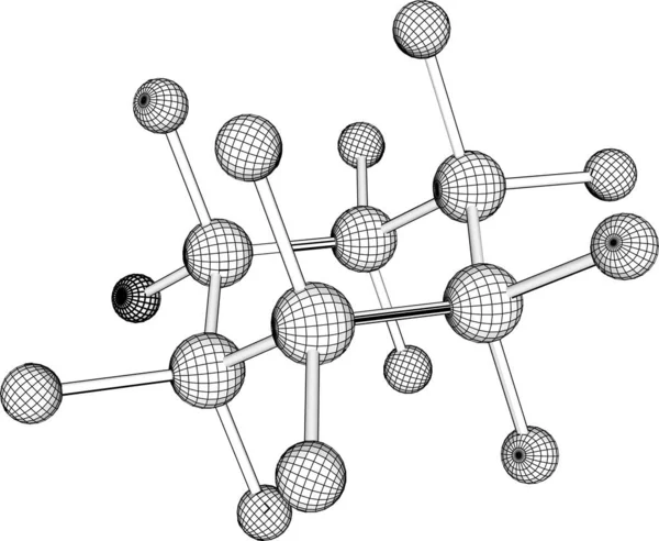 Esquema Moléculas Preto Branco Ilustração Vetorial — Vetor de Stock