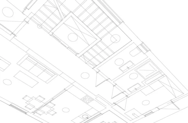 Linee Disegno Astratte Nel Concetto Arte Architettonica Forme Geometriche Minime — Vettoriale Stock